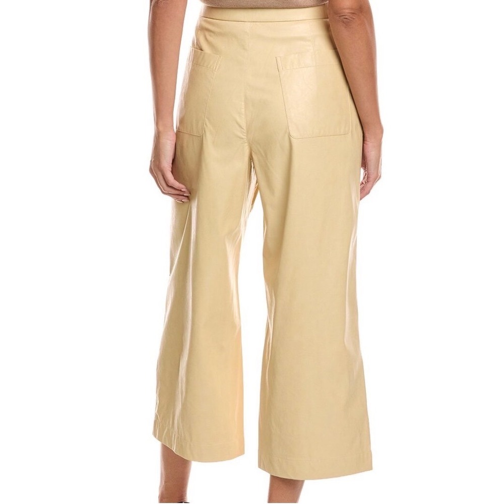 Tyler Boe Peyton Pleather Pants Wide‎ Leg Crop Faux Leather Womens 10 Tan - Picture 2 of 15